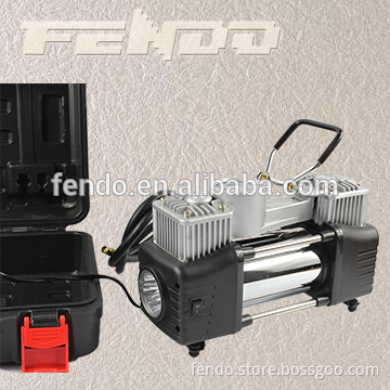 2 cylinders 12v mini air compressor with tool box car tyre inflator